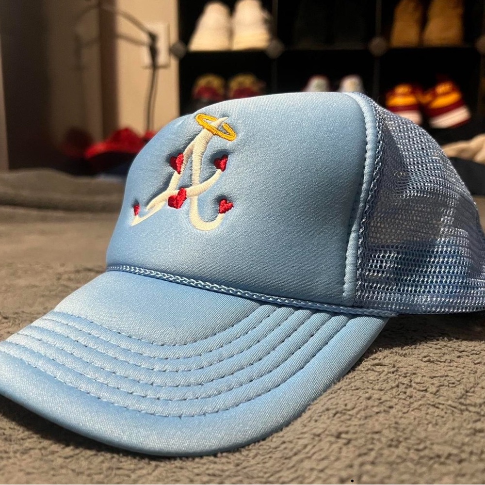 Blue and White “Braves in Love” Trucker Hat